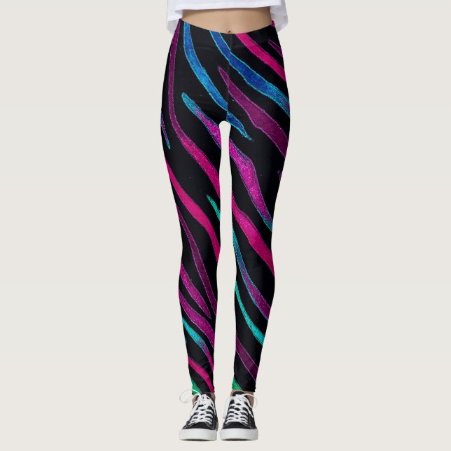 Neon Noir Zebra Pattern Leggings (Vorderseite)