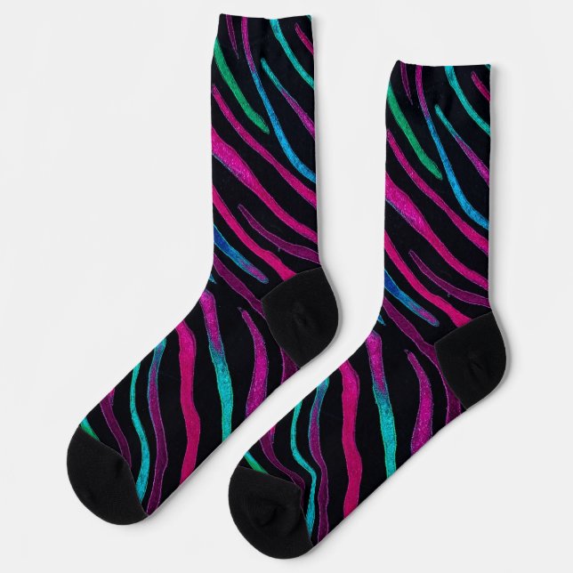 Neon Noir Zebra Pattern Socken (Linkes Detail)