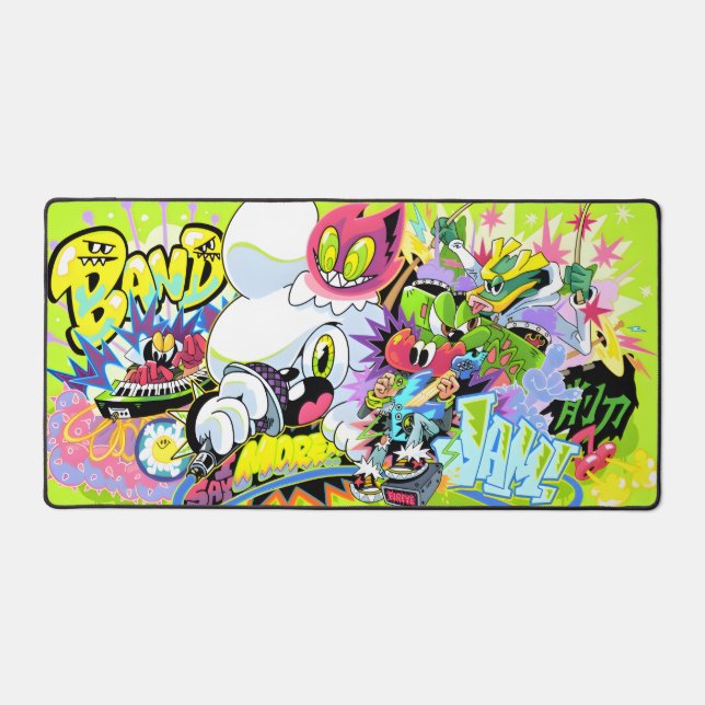 Neon Noise – Cartoon Band Mouse Pad Schreibtischunterlage (Vorderseite)