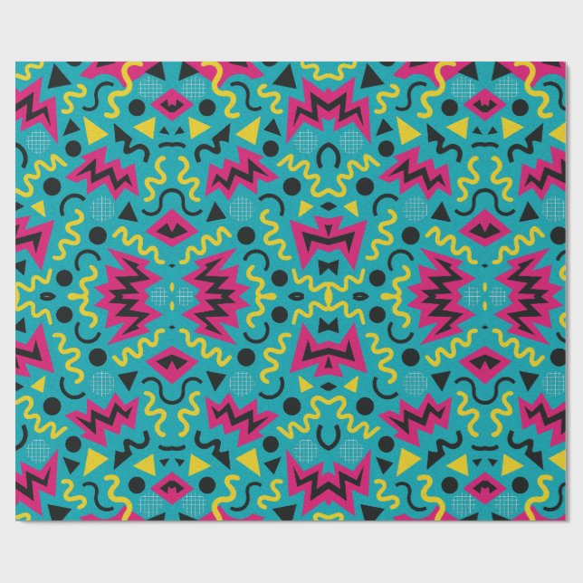 Neon Nostalgie: Ein kühner 90er-Remix Geschenkpapier (Flach)