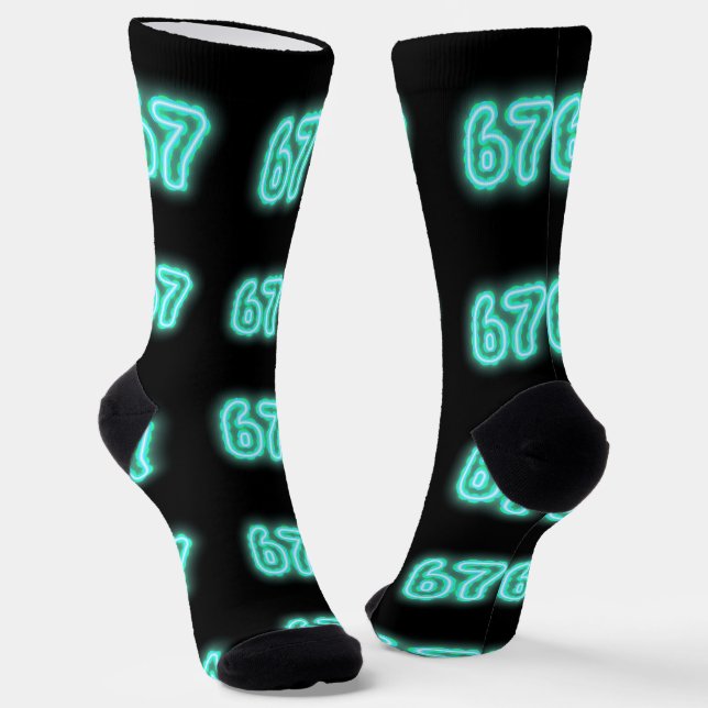 Neon-Nummer 67 Socken, 6-7 Meme-Geschenk, 6-7 Sock Socken (Gewinkelt)