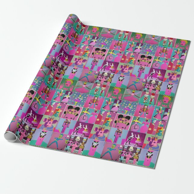 Neon Nutcracker Sugar Plum Fairy Wrapping Paper Geschenkpapier (Ungerollt)