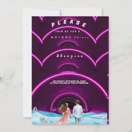 Neon Ocean Themed Brautparty Einladung