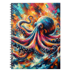 Neon-Oktopus-Energie-Notizbuch Notizblock