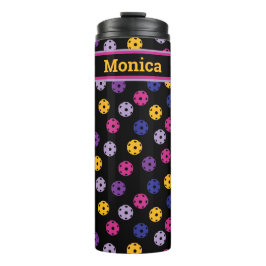 Neon on Black Pickleball, individuelle Name  Thermosbecher