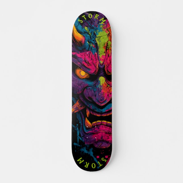 Neon Oni Mask - Limited Edition Graffiti Street Skateboard (Vorne)