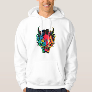Neon Oni Rage - farbenfrohe japanische Demomaske V Hoodie