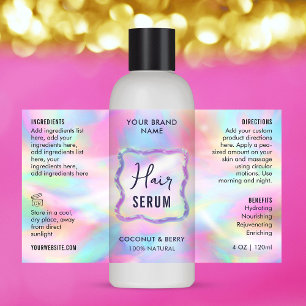 Neon Opal Holographic 4 OZ Cosmetic Flasche Label Rechteckiger Aufkleber