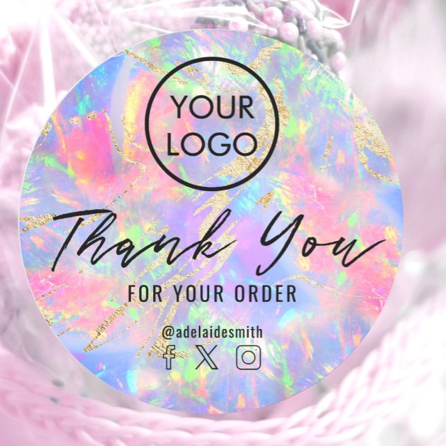 neon opal thank you classic round sticker (Von Creator hochgeladen)
