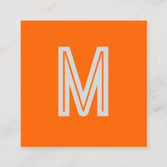 neon orange - add monogram   quadratische visitenkarte (Vorderseite)