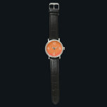 Neon orange - arabische Zahlen sehen zu Armbanduhr<br><div class="desc">Fett , neonorangefarbene Armbanduhr - arabische Ziffern in weiß . Armbanduhr für ihn, der helle Farben mag. Sie können es jetzt mit seinem Namen / Text / Monogramm etc. anpassen. Einzigartiges Design von Alma Wad . Orange - die Farbe der Sonne - wird oft mit dem Zeichen von Leo assoziiert....</div>
