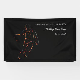 Neon Orange Black Basketball Party Champion Banner