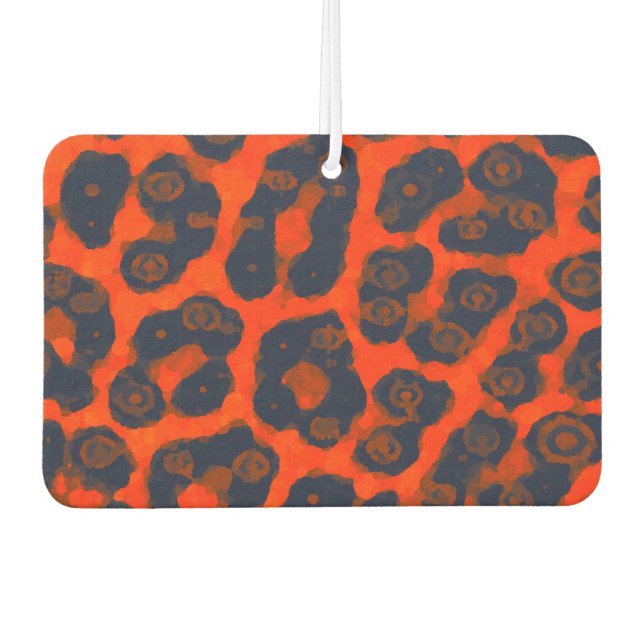 Neon Orange Black Cheetah Autolufterfrischer (Vorderseite)