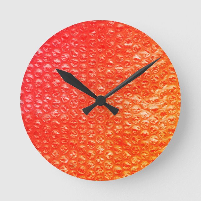 Neon Orange Bubble Pop Wrap Runde Wanduhr (Vorderseite)