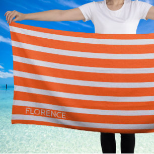 Neon orange Cabana Streifen - Handtuch