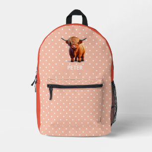 NEON Orange Cow School Thema gedruckter Rucksack