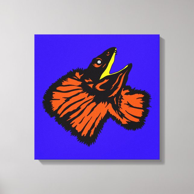 Neon Orange Frilled-neck Lizard Leinwanddruck (Vorderseite)