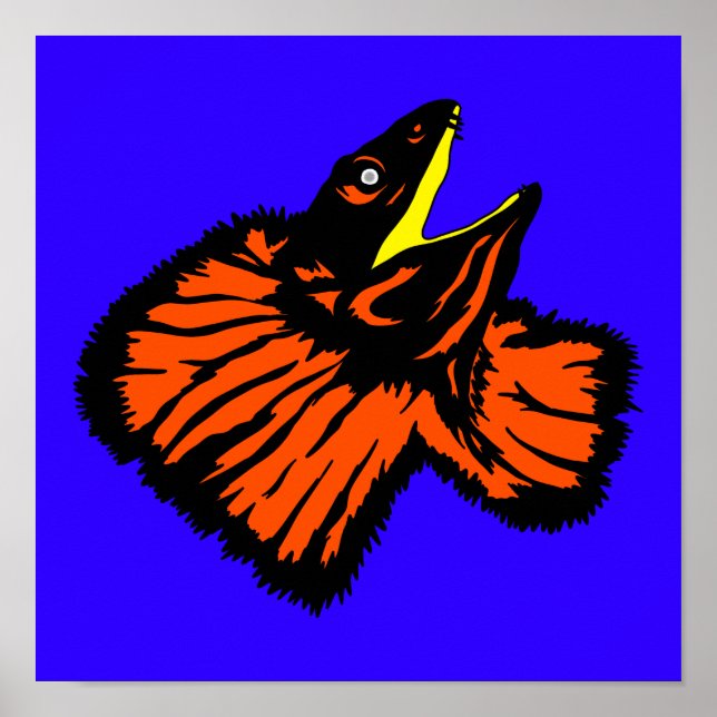 Neon Orange Frilled-neck Lizard Poster (Vorne)