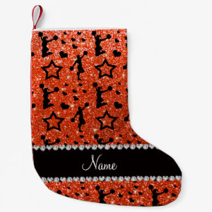 Neon orange Glitzer Sterne jubeln Kleiner Weihnachtsstrumpf