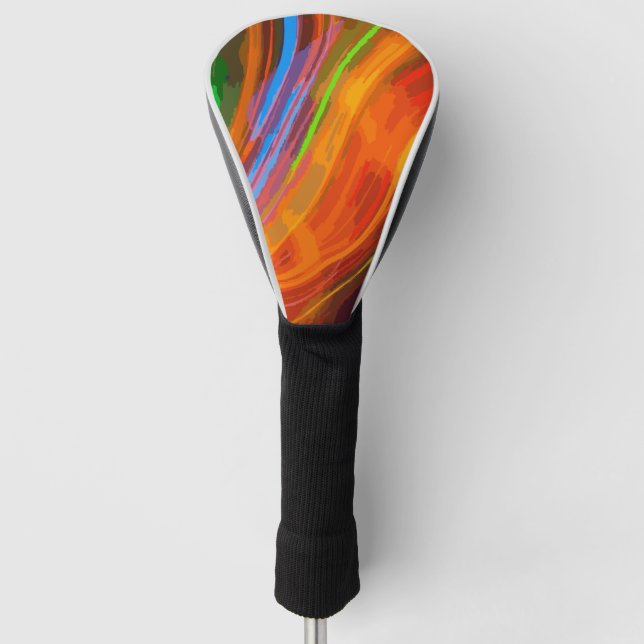 Neon Orange Green Blue Light Streak Design Golf Headcover (Vorderseite)