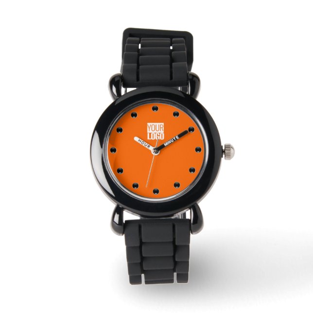 Neon orange - Logo hinzufügen Armbanduhr (Vorderseite)