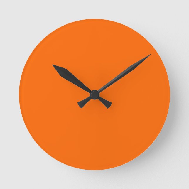 Neon Orange Solid Color Runde Wanduhr (Vorderseite)