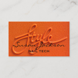 Neon Orange Style Modern Script Business Card Visitenkarte