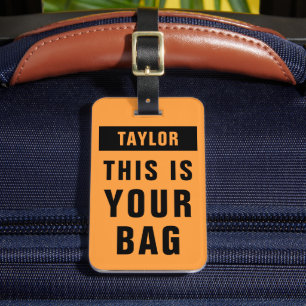 Neon Orange und Black Bold Name Template Gepäckanhänger