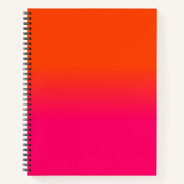 Neon Orange und Neon Pink Ombre Farbtöne Notizbuch (Vorderseite)