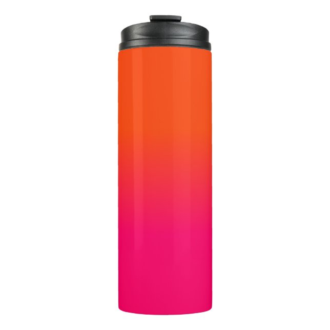 Neon Orange und Neon Pink Ombre Farbtöne Thermosbecher (Vorderseite)