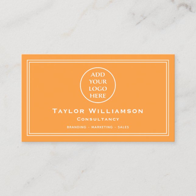 Neon Orange White Corporate Company Business Logo Visitenkarte (Vorderseite)