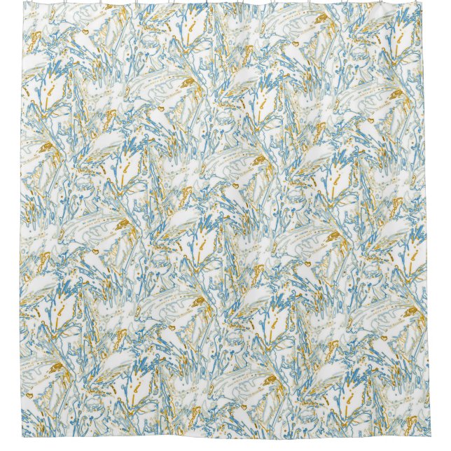 Neon Orange Yellow Blue Curvy Line Pattern -COOL Duschvorhang (Vorderseite)