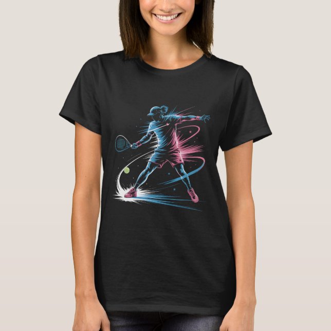 Neon Padel Player T-Shirt, Retro 80s Padel Tennis  T-Shirt (Vorderseite)