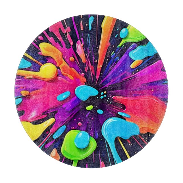 Neon Paint Burst Art Schneidebrett (Vorderseite)
