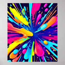 Neon Paint Explosion auf dunkler Leinwand Poster