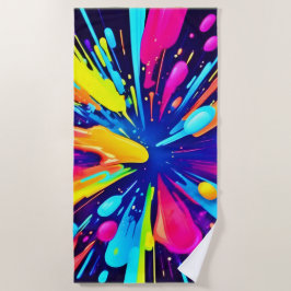 Neon Paint Explosion auf dunkler Leinwand Strandtuch
