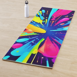 Neon Paint Explosion auf dunkler Leinwand Yogamatte