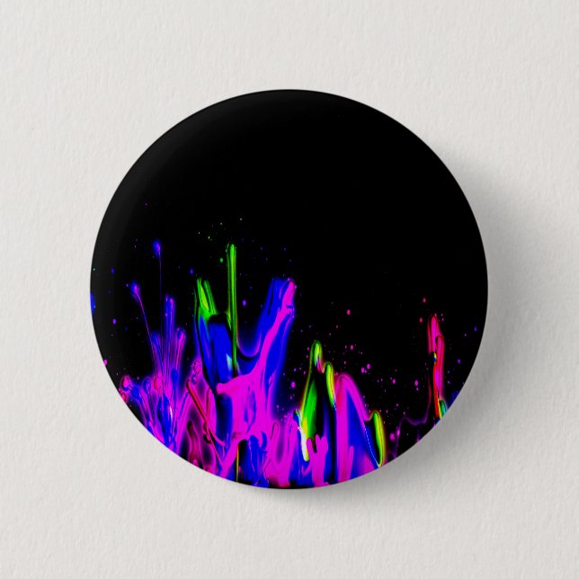 Neon Paint Splash farbig. Personalisiere es Button (Vorderseite)