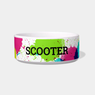 Neon Paint Splash Pet Name Pet Bowl Napf
