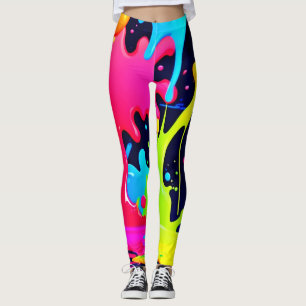 Neon Paint Splash Tropfen Chaos Leggings