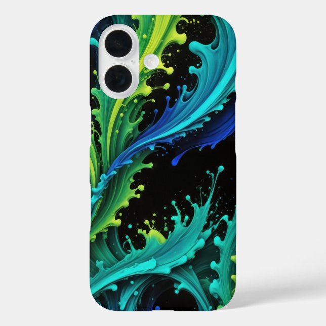 Neon Paint Splashes auf schwarz Case-Mate iPhone Hülle (Rückseite)
