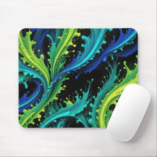 Neon Paint Splashes auf schwarz Mousepad