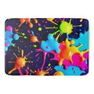 Neon Paint Spritzer Abstrakt Art Badematte