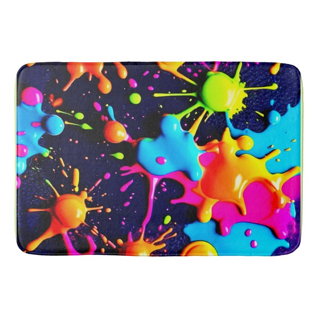 Neon Paint Spritzer Abstrakt Art Badematte (Vorderseite)