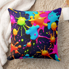 Neon Paint Spritzer Abstrakt Art Kissen