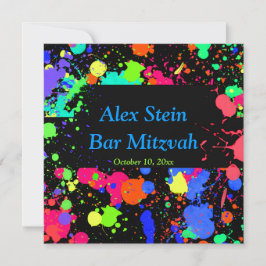 Neon Paint Spritzer, Bar / Bat Mitzvah Einladung