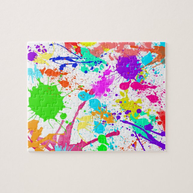 Neon Paint Spritzer Colorful Puzzle (Horizontal)
