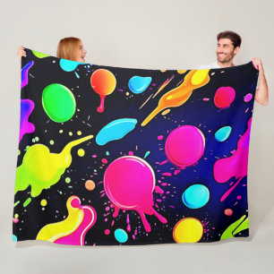 Neon Paint Spritzer Design Fleecedecke