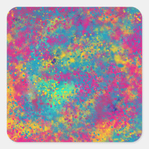 Neon Paint Spritzer Geschenksticker Colorf Quadratischer Aufkleber