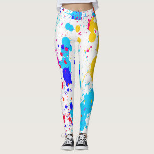 Neon Paint Spritzer Lila Gelb Türkis Leggings